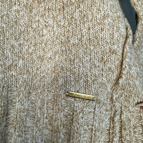 Michael Kors Oatmeal Heather Turtleneck Cotton Wool Blend Sweater Size XL - Picture 2 of 10